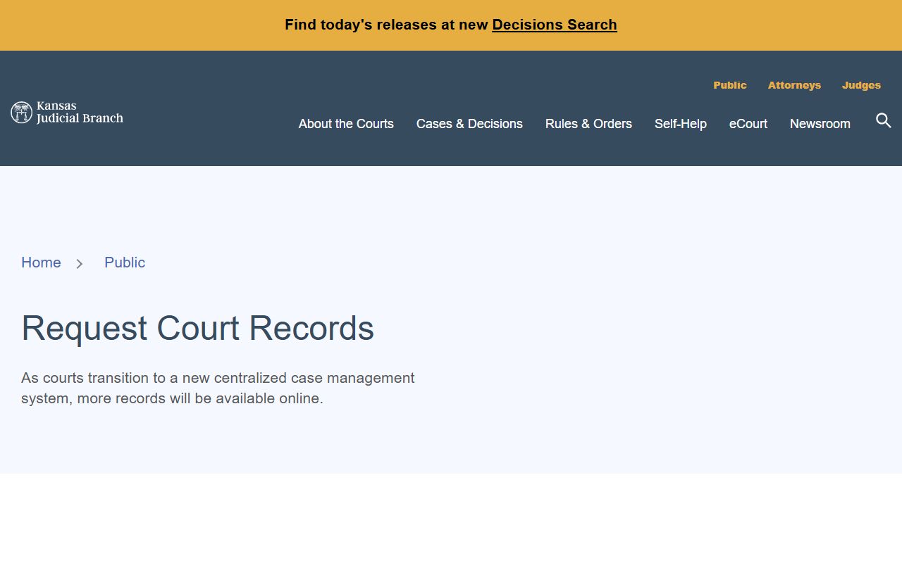 Republic County court records Kansas request court records page