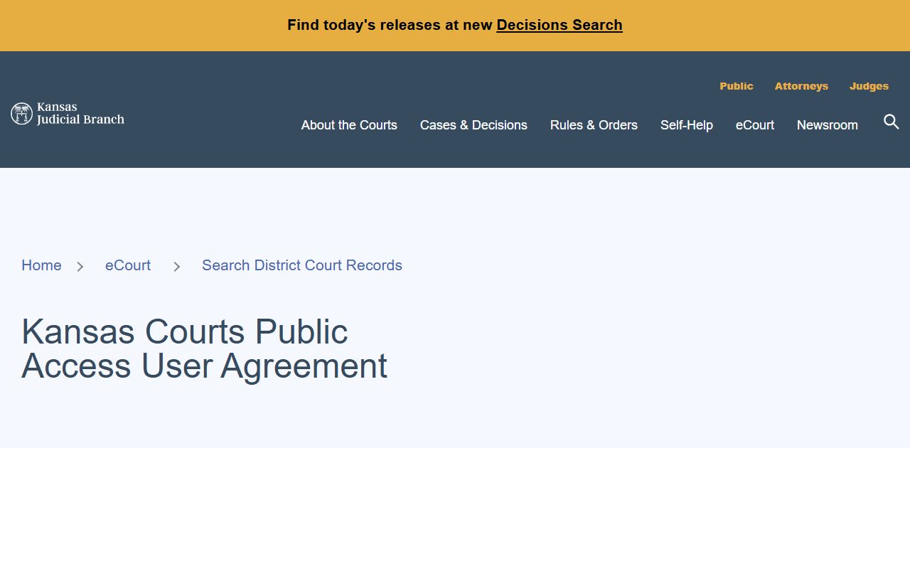 Republic County court records public access portal user agreement