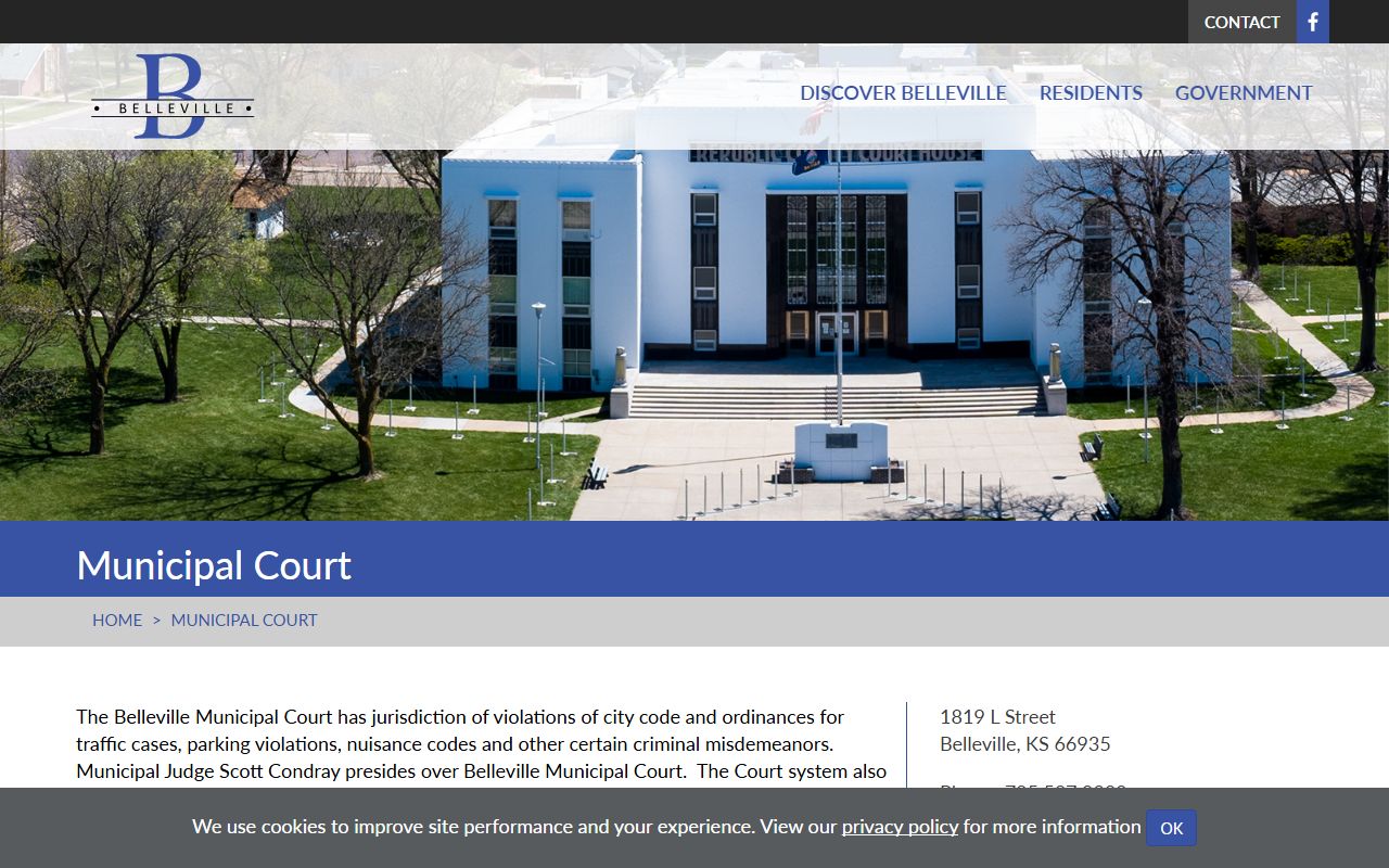 Republic County traffic court records Belleville Municipal Court source