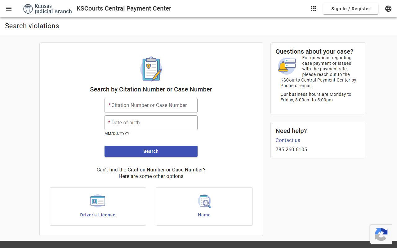 Republic County traffic court records Central Payment Center search